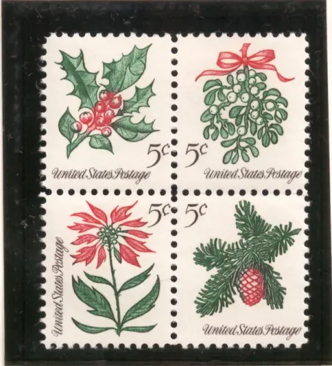 Weihnachtssaisonale Pflanzen - Se-Tenant Block of Four
