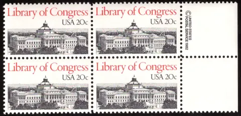 Library of Congress Block von vier - Copyright-Selvage
