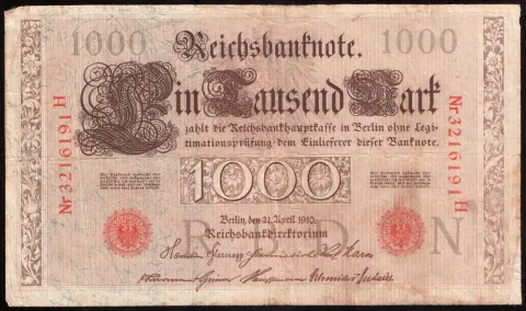 1000 Mark – Reichsbanknote, zwei grüne Siegel