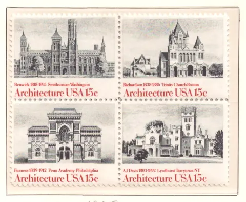 American Architecture – complete se-tenant block of four