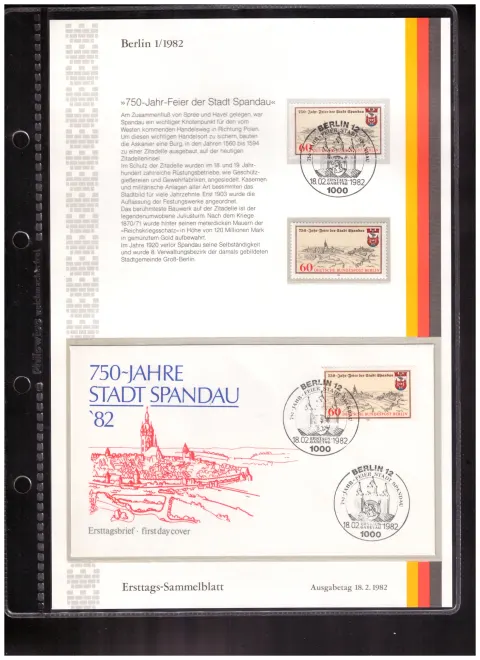Ersttags-Sammelblatt 1/1982 – 750 Jahre Stadt Spandau