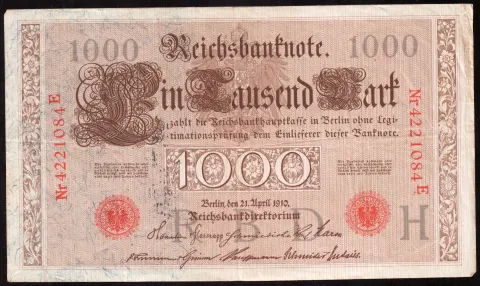 1000 Mark – Reichsbanknote, zwei grüne Siegel