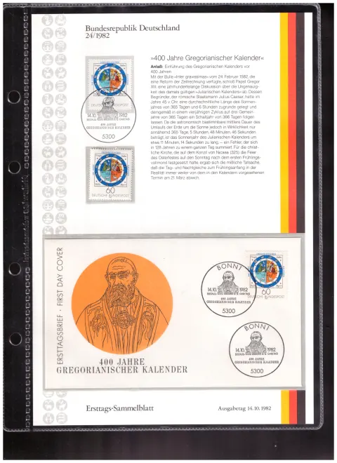 Ersttags-Sammelblatt 24/1982 – 400 Jahre Gregorianischer Kalender