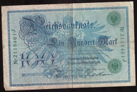 100 Mark – Reichsbanknote, zwei grüne Siegel