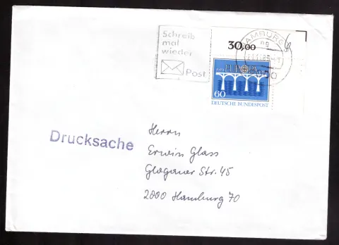 Drucksache mit EUROPA 1984 und Preisvermerk im Rand