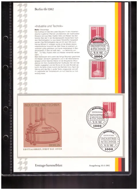Ersttags-Sammelblatt 6b/1982 – Industrie und Technik