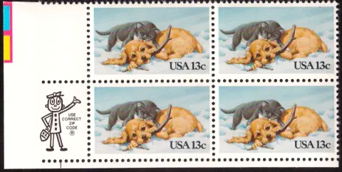 Kitten und Puppy Block von vier - Mr. ZIP und Color Bar Slvage
