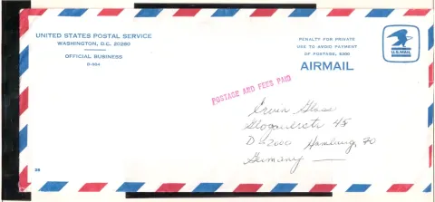 USPS Official Business penalty-mail airmail cover to Hamburg