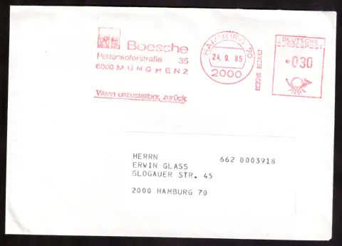 Boesche-Geschäftsbrief mit 30-Pf-Freistempel