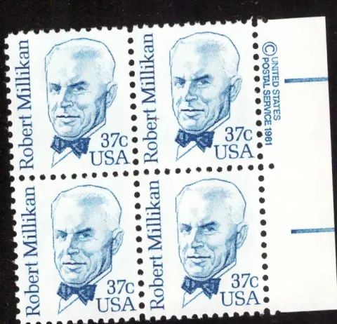 Robert Millikan Block von vier - Copyright-Selvage