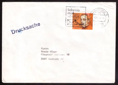 Drucksache mit 60-Pf-Marke zum Europäischen Denkmalschutzjahr