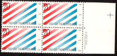 Viererblock USA-Niederlande - Copyright-Selvage