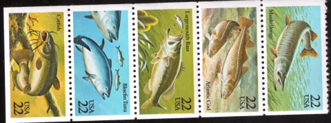 1986 American Fish Booklet Scheibe von 5