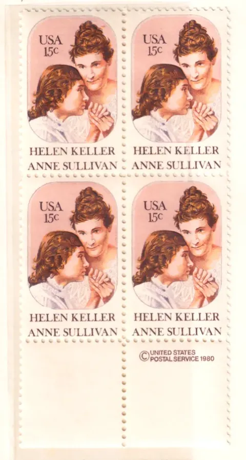 Helen Keller und Anne Sullivan – Viererblock mit geringerer Urheberrechtsverleugnung