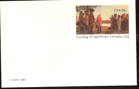 1983 Landing of Ogletorpe, Georgia пощенска карта