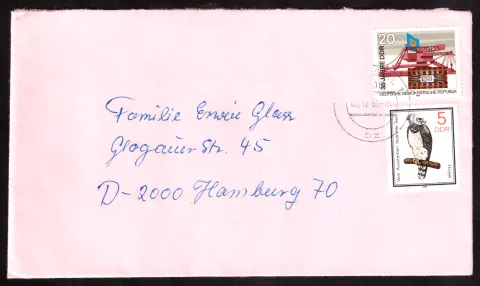 Cover from Stendal with GDR anniversary and bird stamps