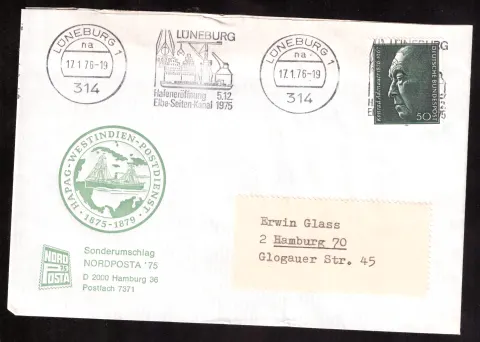NORDPOSTA ’75 – HAPAG-Westindien-Postdienst und Kanaleröffnung