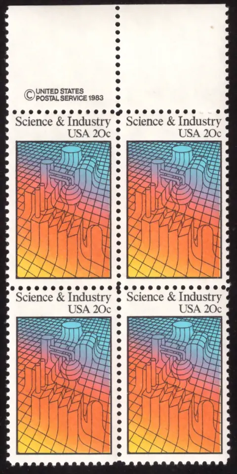 1983 Wissenschaft und Industrie Block von vier - USPS Copyright