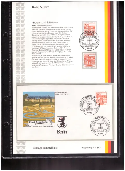 Ersttags-Sammelblatt 7c/1982 – Burgen und Schlösser