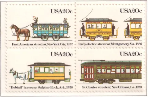 1983 Streetcars se-tenant блок на 4