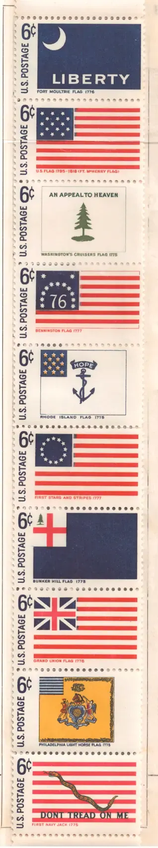 Historische Flaggen - Vertikaler Se-Tenant Strip von 10
