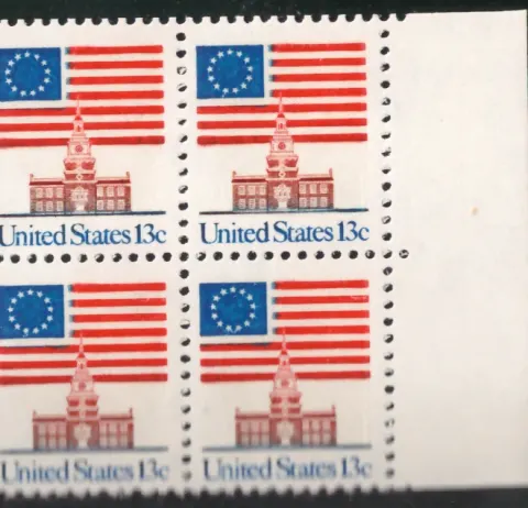 Flagge über Independence Hall Block von vier — Leerkante