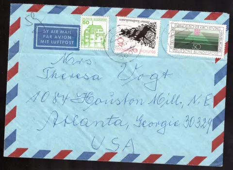 Luftpost-Mischfrankatur nach Atlanta – 140 Pf