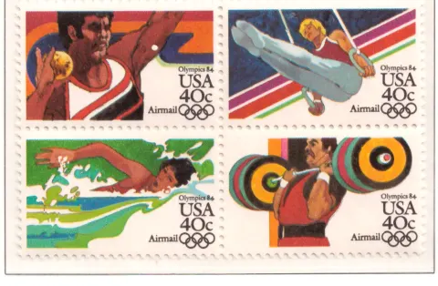 1983 Olympischen Sommerspiele 40c Luftpost se-tenant Block von 4