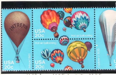 1983 Hot Air Ballooning se-tenant block – copyright position