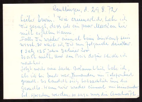 Deutsche Postkarte mit Brief aus Rendsburg