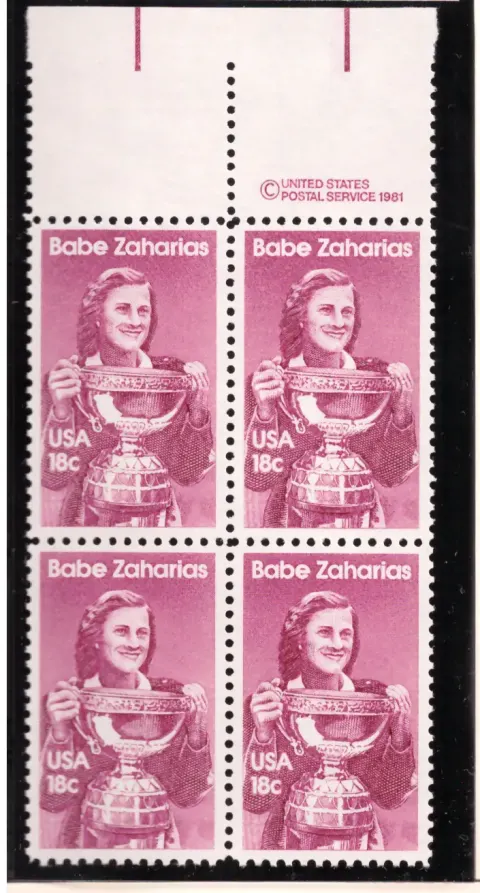 Babe Zaharias – Copyright Margin Block von 4