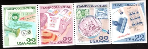 1986 Stamp Collecting booklet pane of 4