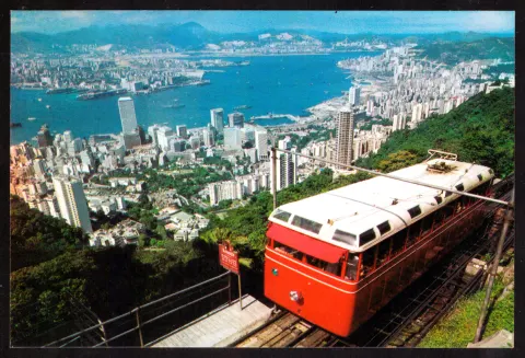 Hongkong-Panorama mit Peak Tramway