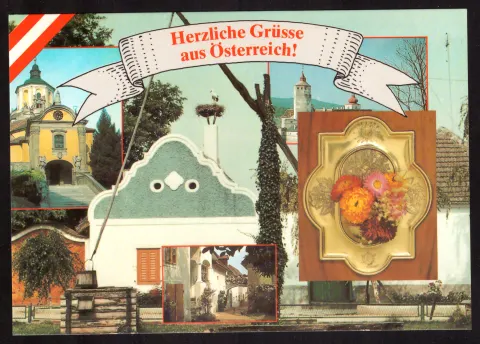 „Herzliche Grüsse aus Österreich!“ – Weinwerbekarte