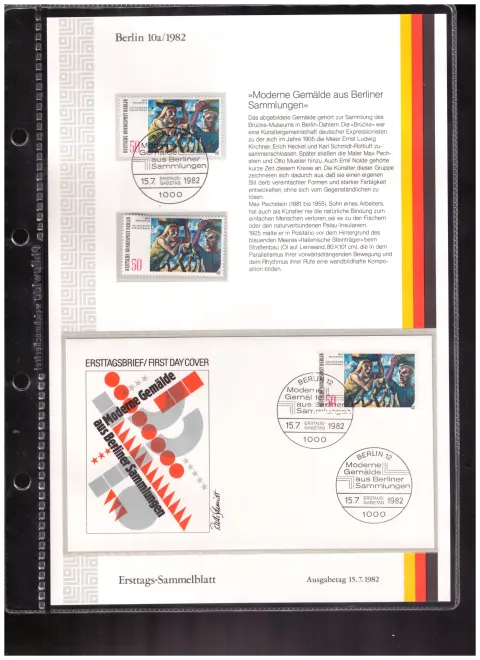 Ersttags-Sammelblatt 10a/1982 – Модерни картини от берлински колекции