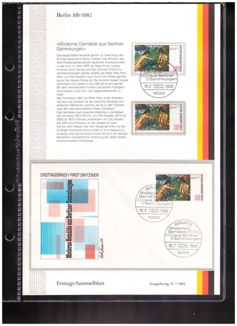 Ersttags-Sammelblatt 10b/1982 – Модерни картини от берлински колекции