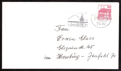 Reutlingen cover with 60-pfennig Schloss Arolsen stamp