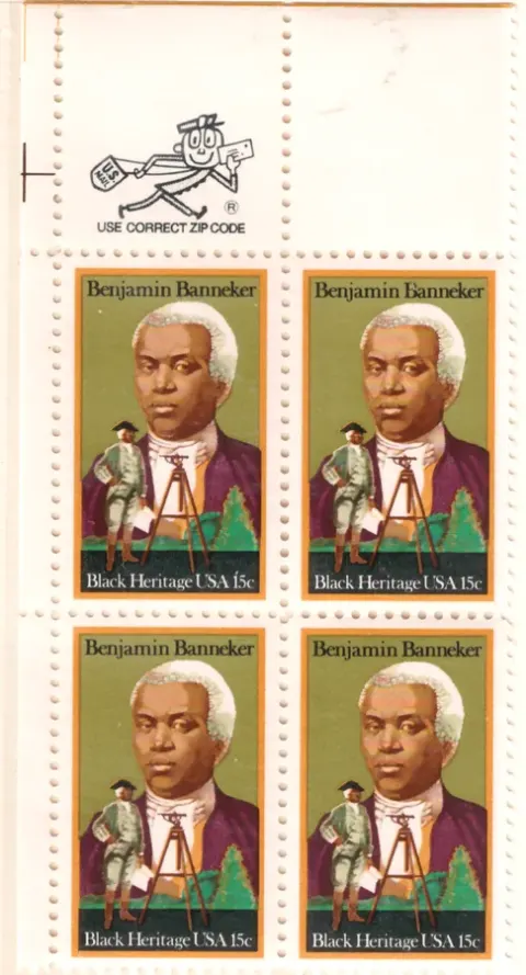 Benjamin Banneker – Viererblock mit oberer ZIP-Selvage