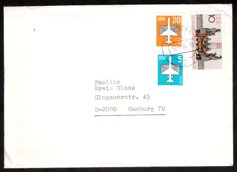 DDR Mixed-Franking Cover nach Hamburg – NVA und Airmail definitives