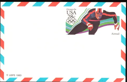 1983 Olympic speedskating въздушна поща пощенска карта