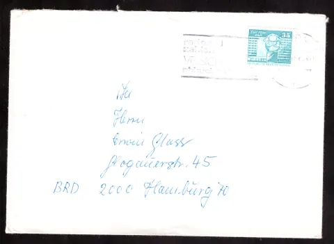 Weißer DDR-Brief mit 35 Pf „Karl-Marx-Stadt“