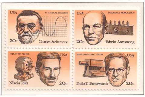 1983 Американските изобретатели се-тенантен блок на 4