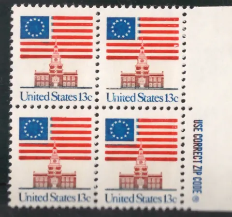 Flagge über Independence Hall Block von vier — ZIP Code selvage
