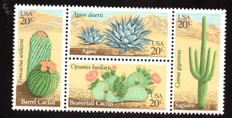 Desert Plants se-tenant block of four
