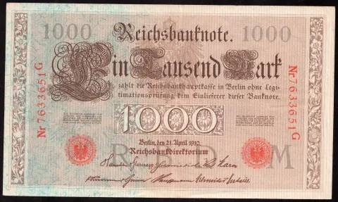 1000 Mark – Reichsbanknote, zwei grüne Siegel