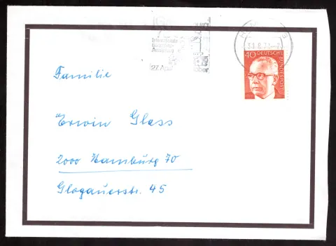 Trauerbrief mit Gustav-Heinemann-Marke