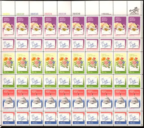 1980 Letter Writing – complete se-tenant pane of 60