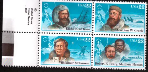 Polar Explorers – Se-tenant Block of 4 mit Selvage