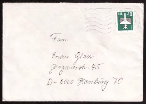 GDR cover to Hamburg with 40-pfennig airmail stamp