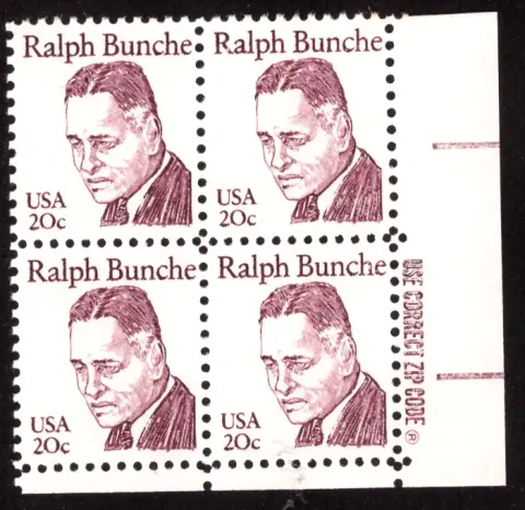 Ralph Bunche Block von vier — ZIP Code selvage